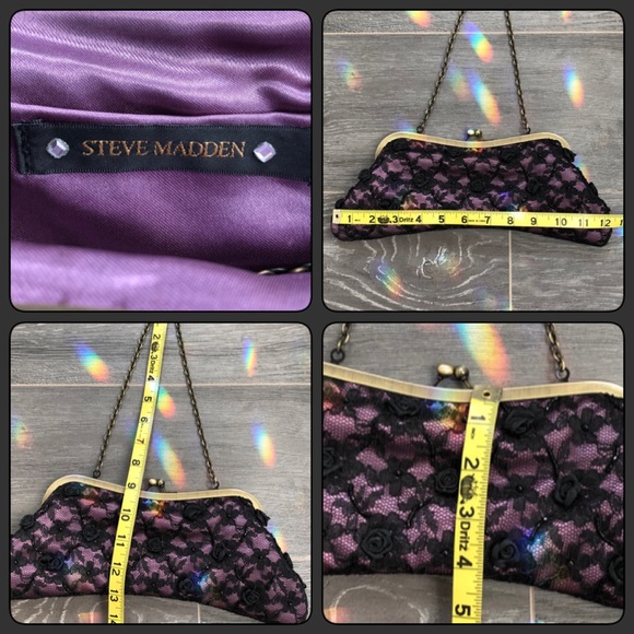 Violet with Black Lace Clutch or Shoulder Bag - Picture 5 of 5